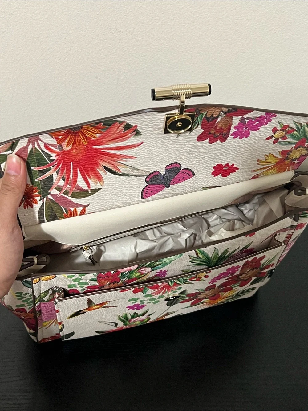 NWT Fiorelli Flynn Large Satchel Savannah Multicolor Floral Handbag Shoulder Bag